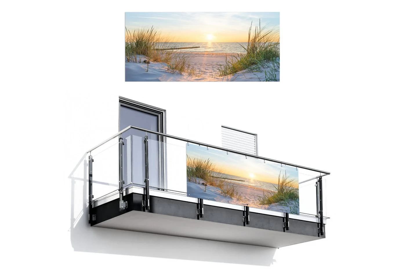 MuchoWow Balkonsichtschutz Strand Design PVC Windschutz - Bild 2