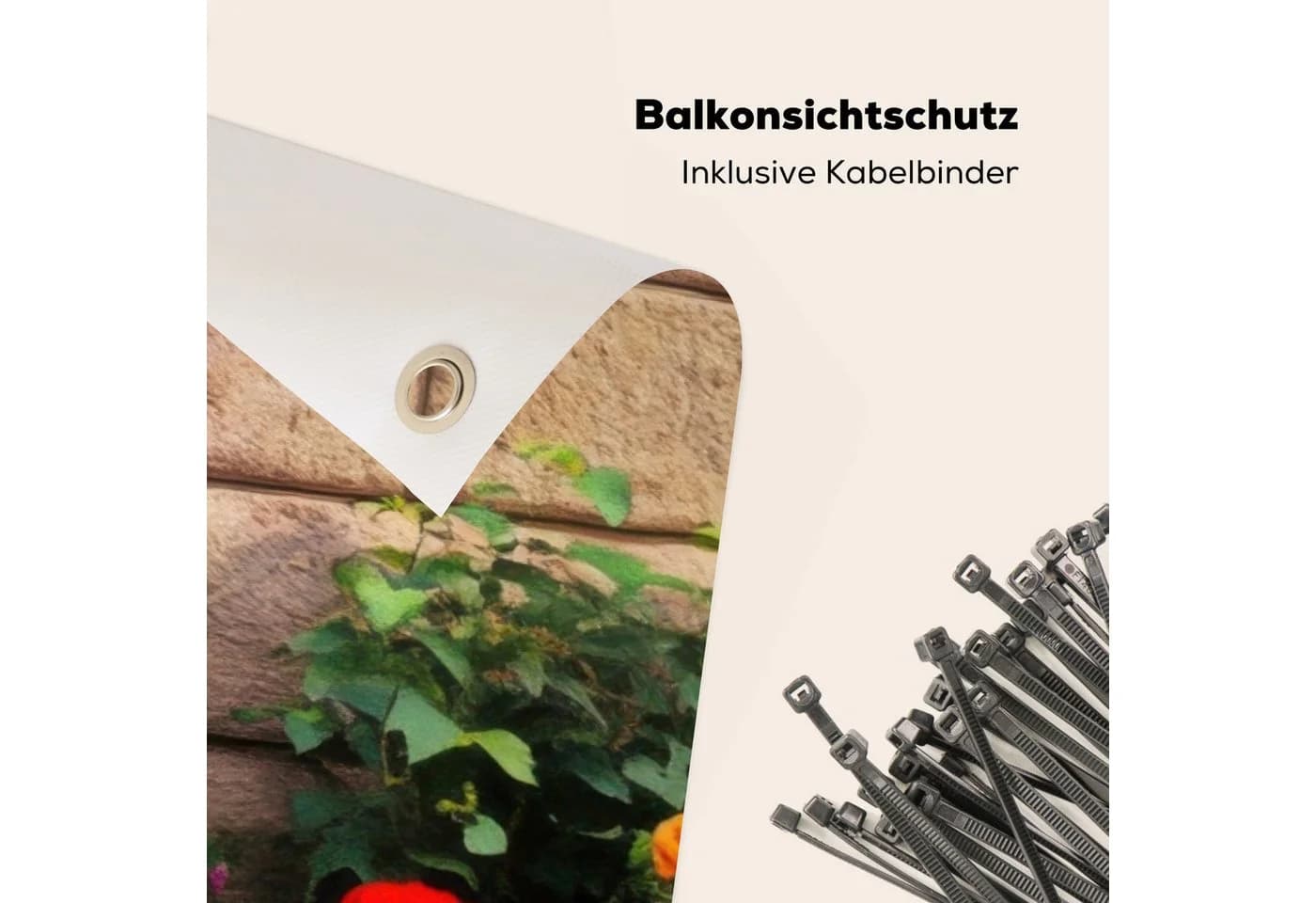 MuchoWow Balkonsichtschutz Blumen Ziegelsteine Bunt PVC 90x200 cm - Bild 5