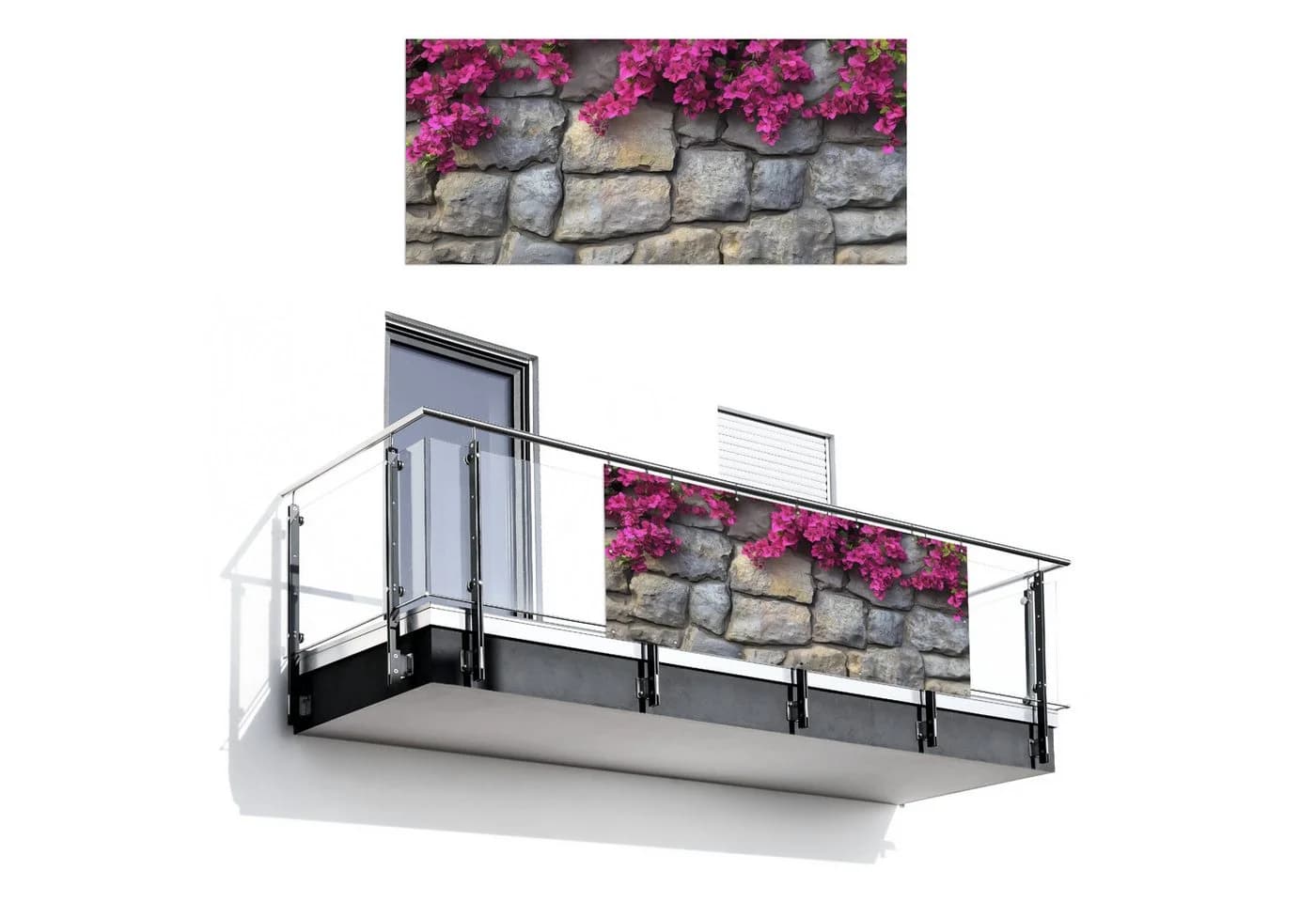 MuchoWow Balkonsichtschutz Bougainvillea Rosa PVC - Bild 2