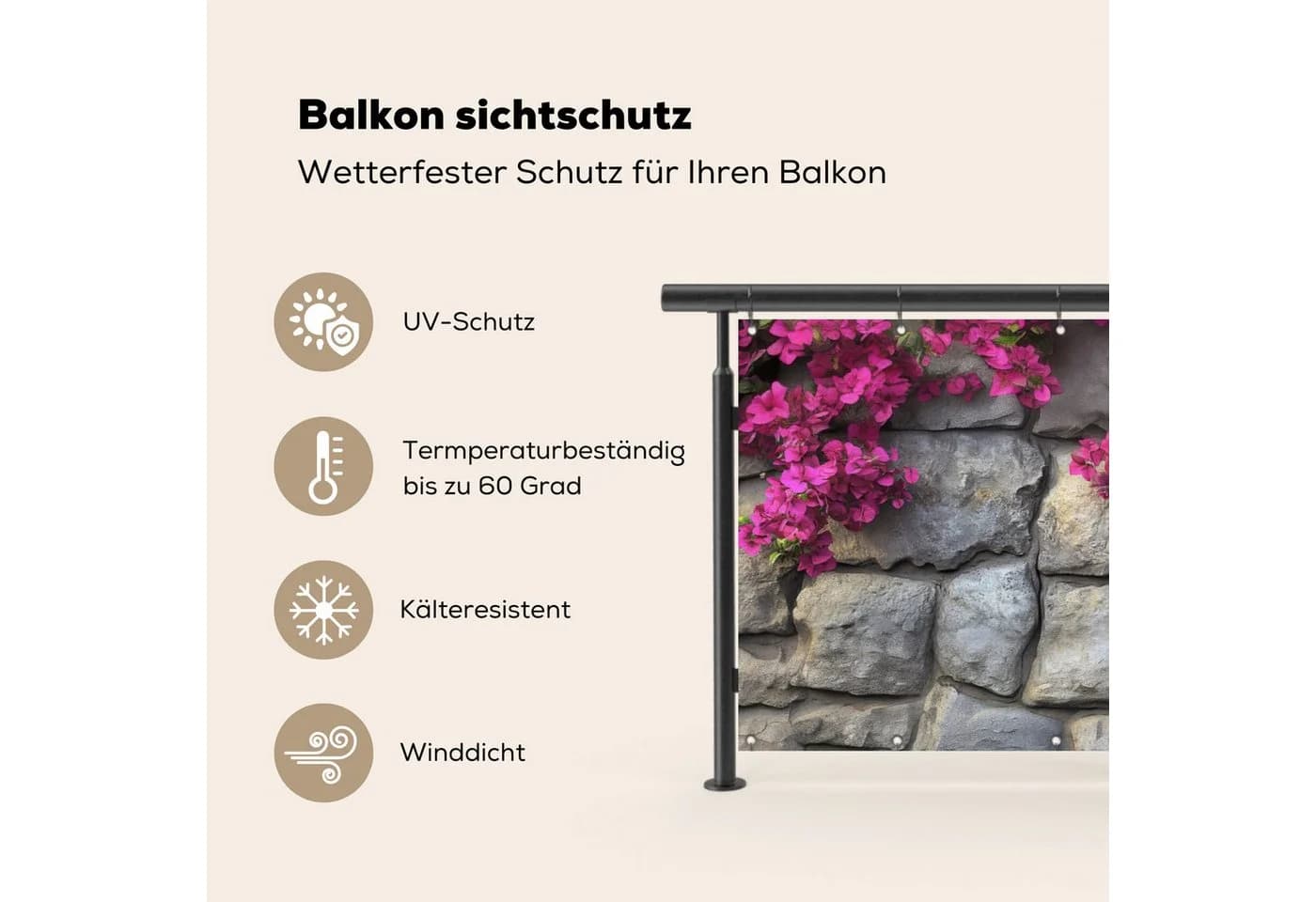 MuchoWow Balkonsichtschutz Bougainvillea Rosa PVC - Bild 3