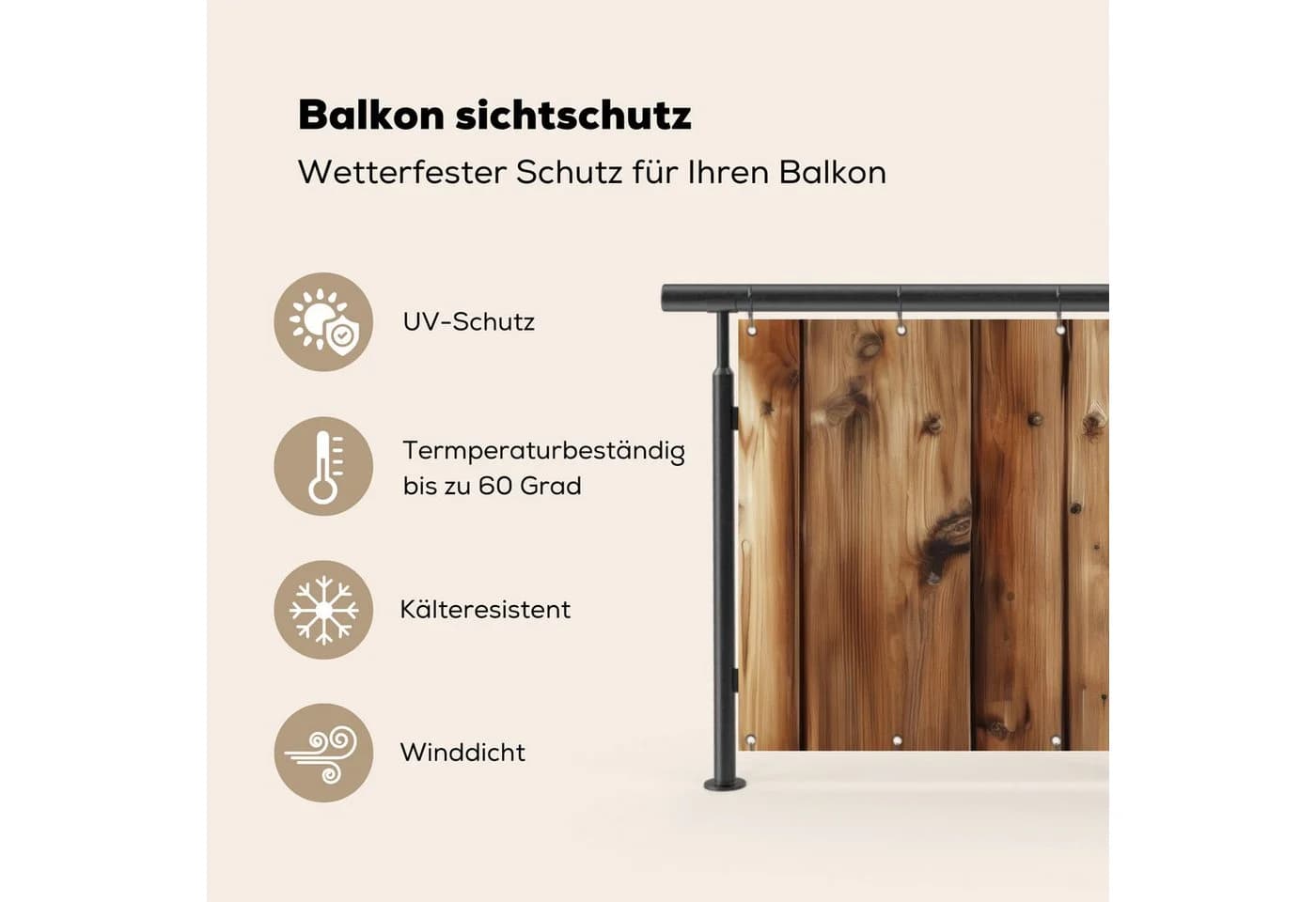 MuchoWow Balkonsichtschutz Holzoptik Braun Windschutz - Bild 3
