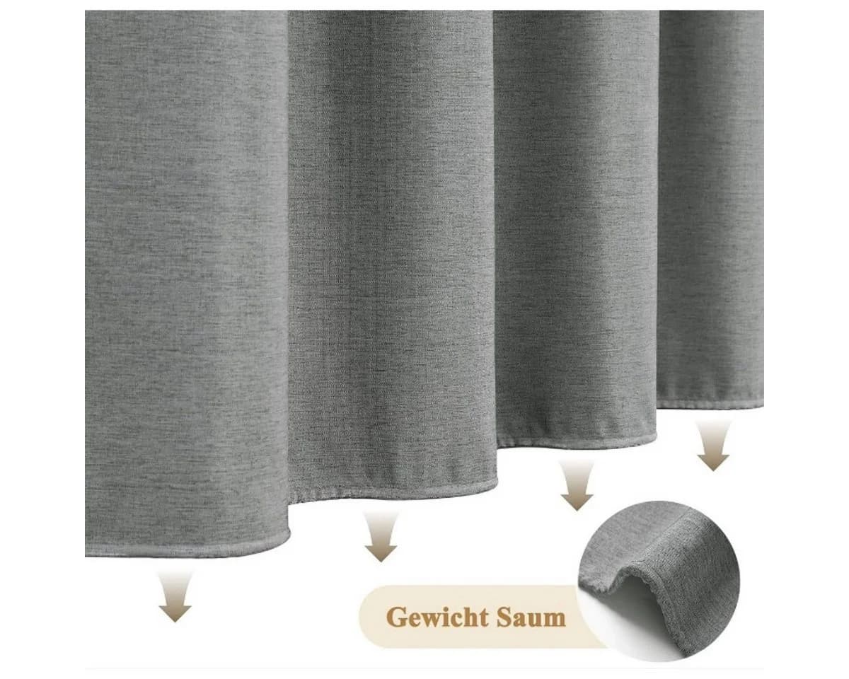 Kraftverdia Duschvorhang Leinen-Look Grau 180x200cm Wasserdicht