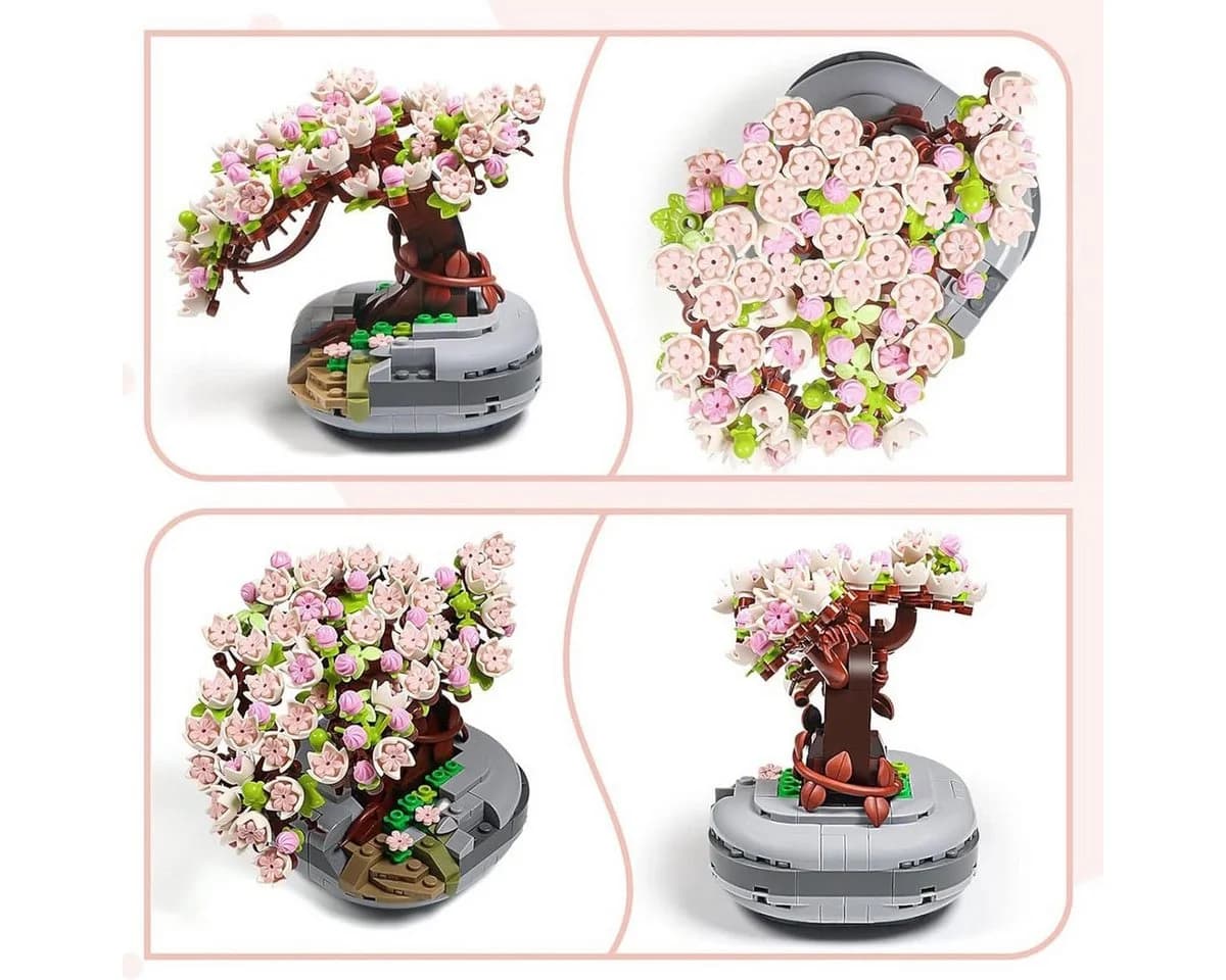 DIY Bonsai Kirschblütenbaum Bausteine Set mit Steinschale - Bild 3