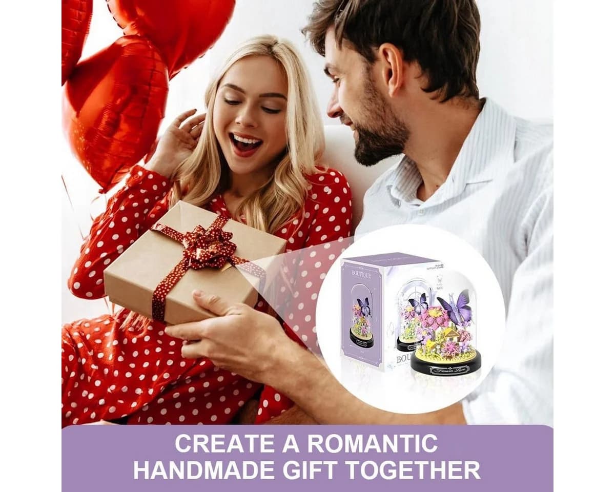 Kraftverdia Mini Kunstblumen-Bouquet im Glas – Botanical Flowers Deko