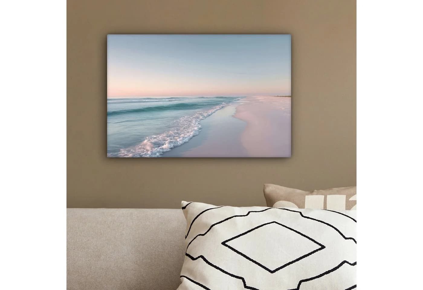 OneMillionCanvasses® Leinwandbild Küstenlinie Pastell Blau/Rosa 30x20 cm - Bild 4