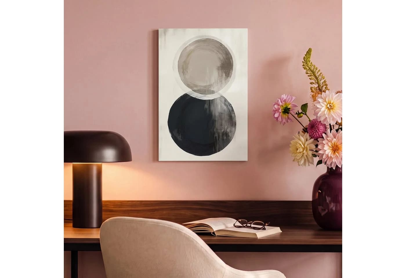 OneMillionCanvasses® Leinwandbild Abstrakt Beige Schwarz Kreise - Bild 4