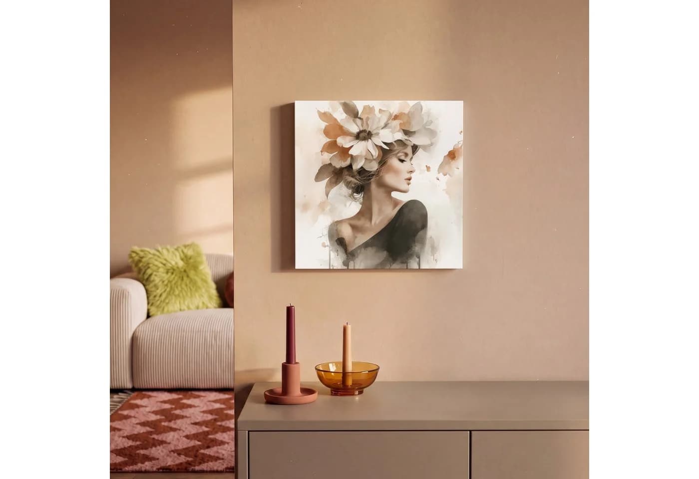 OneMillionCanvasses® Leinwandbild Blüte - Porträt - Gesicht Fotodruck 20x20 cm