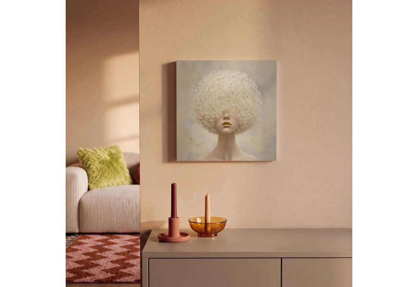 OneMillionCanvasses® Leinwandbild Dreamy Beige Löwenzahnsamen