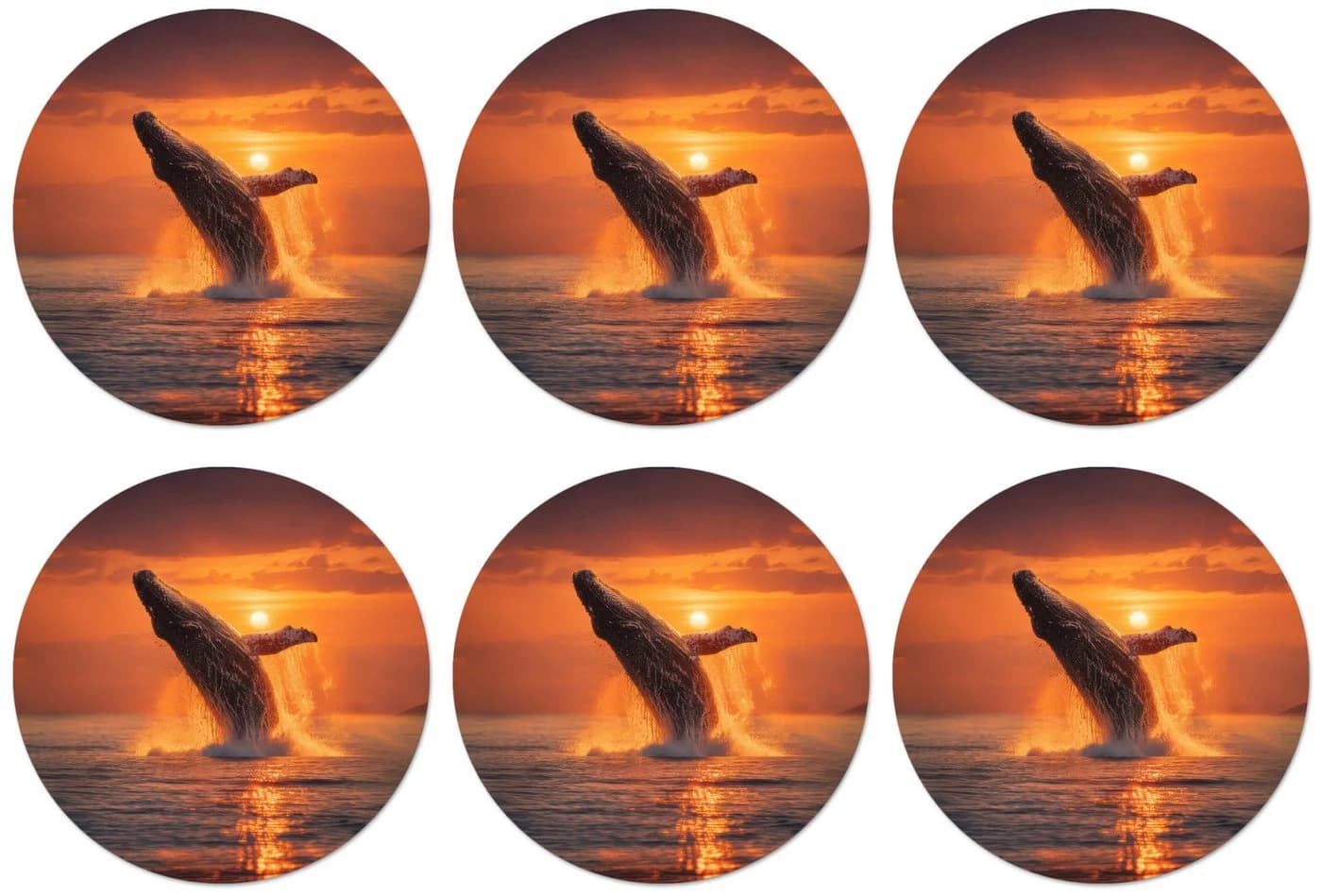 MuchoWow Glasuntersetzer Wal-Sonne-Meer 6-tlg. Rund 10cm - Bild 2