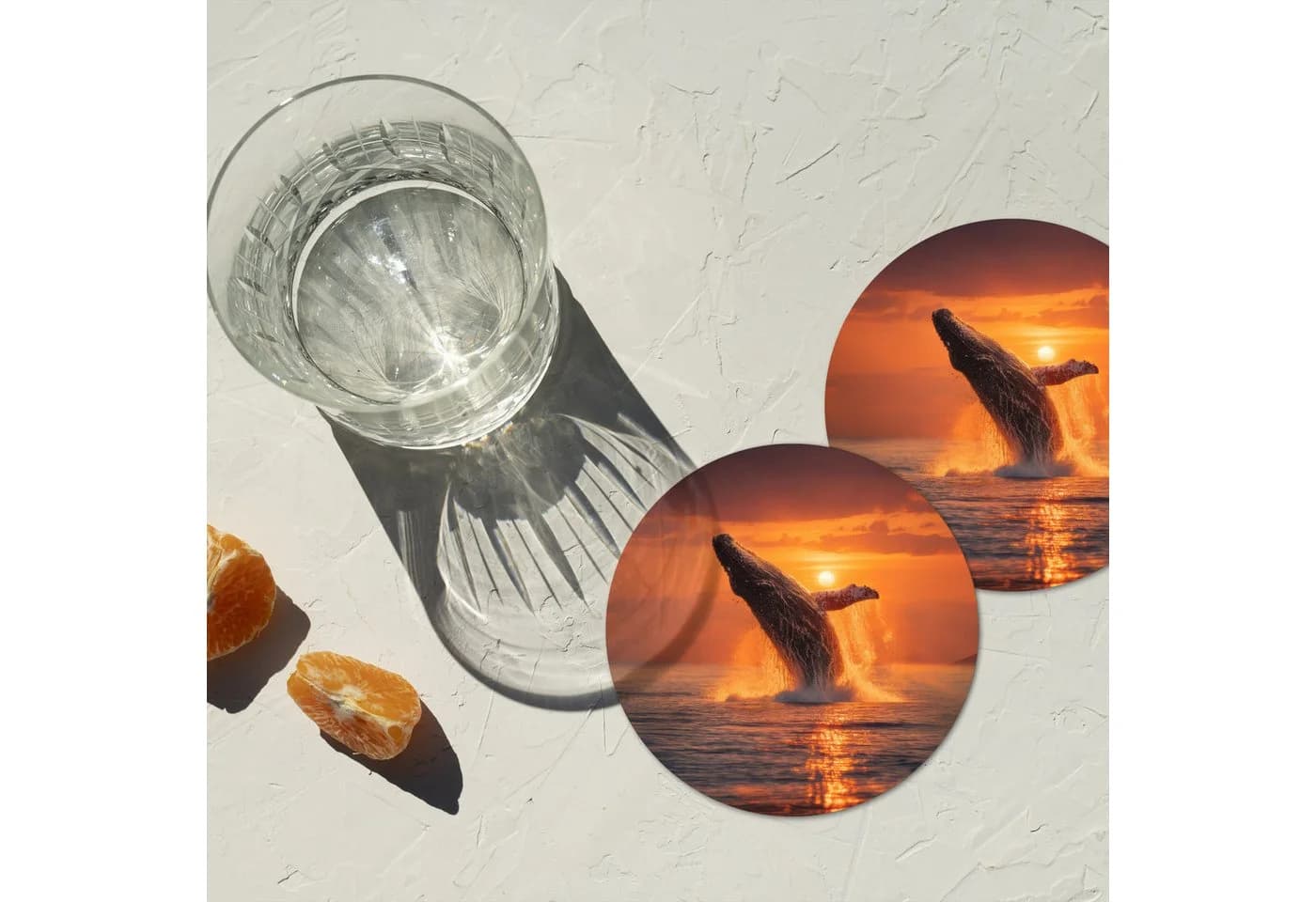 MuchoWow Glasuntersetzer Wal-Sonne-Meer 6-tlg. Rund 10cm - Bild 5