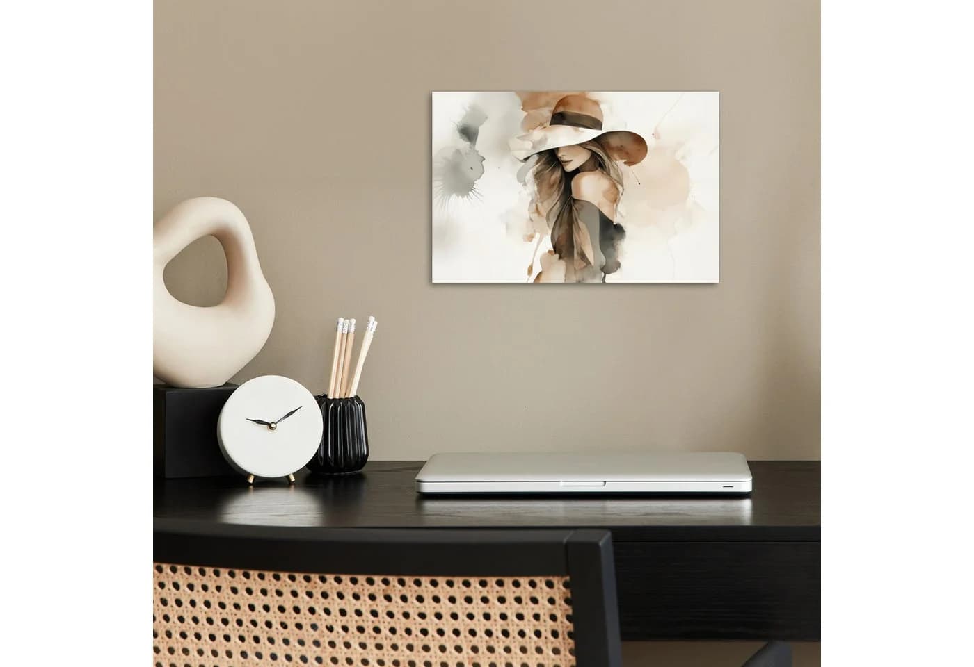 MuchoWow Poster Mysteriös Frau Sepia Grau