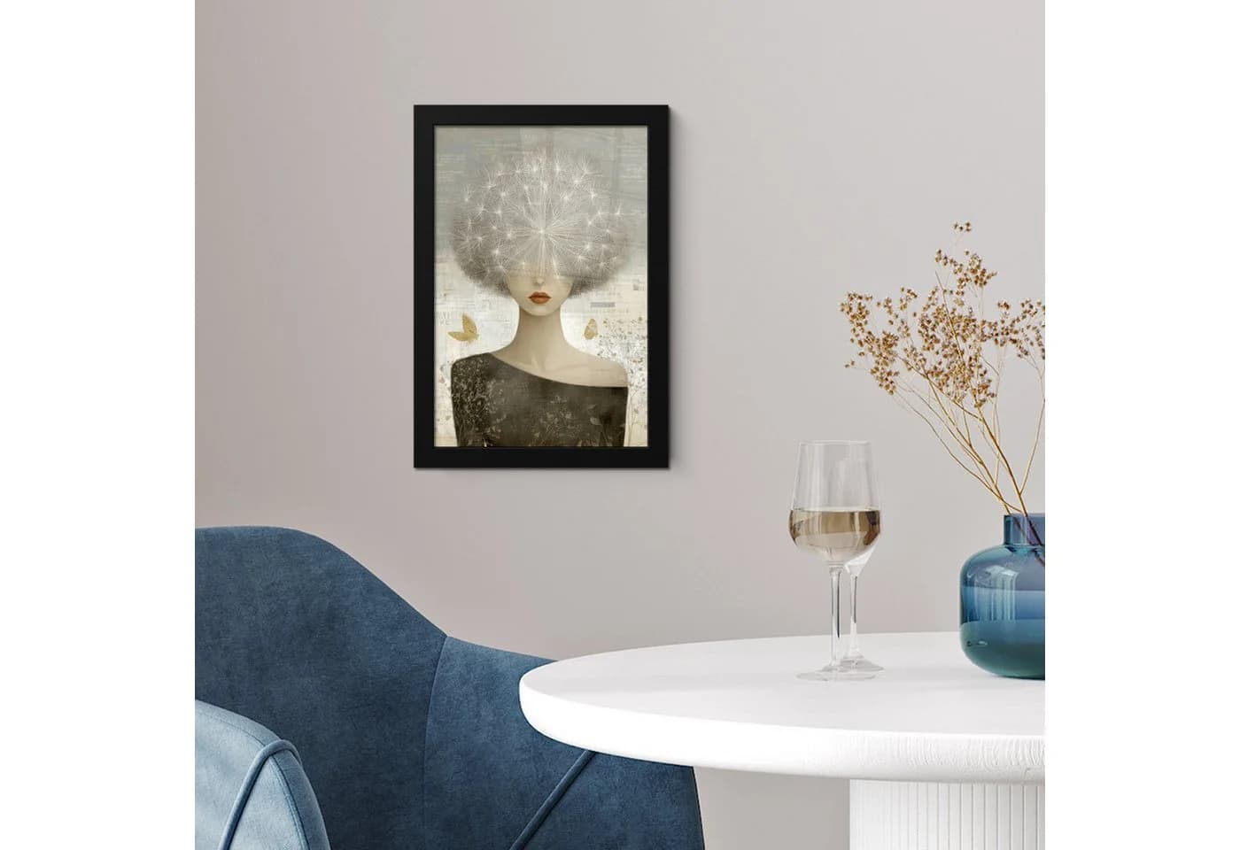 MuchoWow Poster Fluff - Frau Beige mit schwarzem Kunststoffrahmen - Bild 5