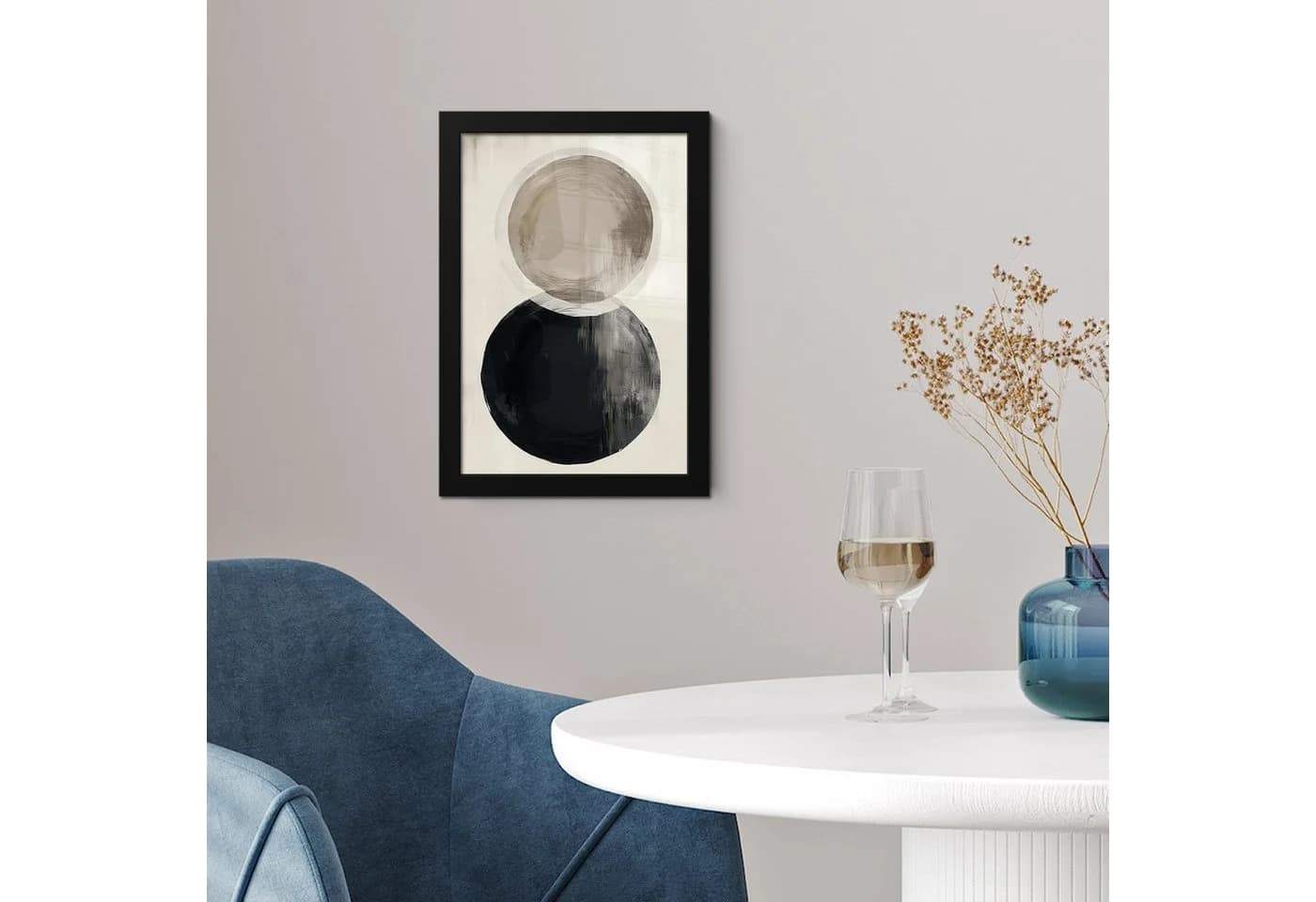MuchoWow Poster Kreise Beige Schwarz Abstrakt mit Rahmen - Bild 5