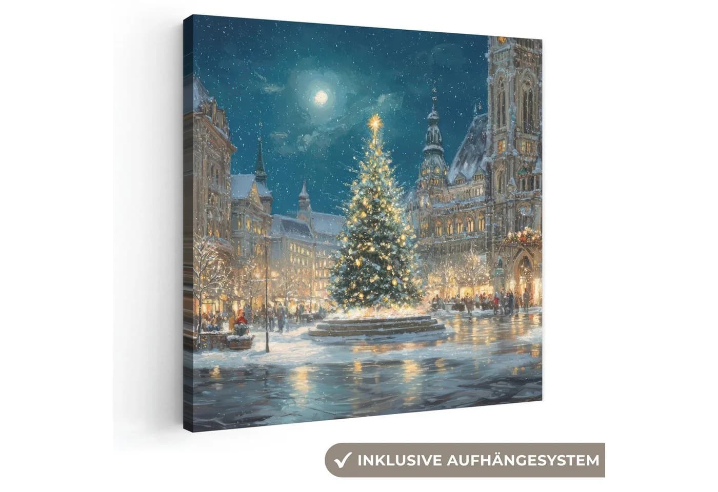 OneMillionCanvasses® Leinwandbild Heiligabend Town Square 20x20 cm - Bild 2