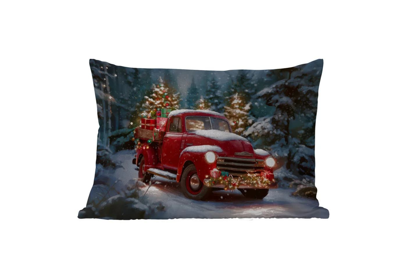 MuchoWow Dekokissen Weihnachts-LKW Rot Outdoor - Bild 2