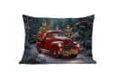 MuchoWow Dekokissen Weihnachts-LKW Rot Outdoor Bild 5