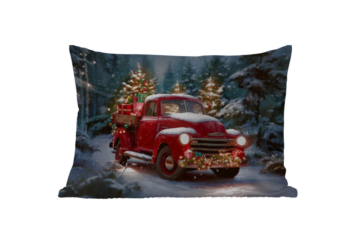 MuchoWow Dekokissen Weihnachts-LKW Rot Outdoor - Bild 5