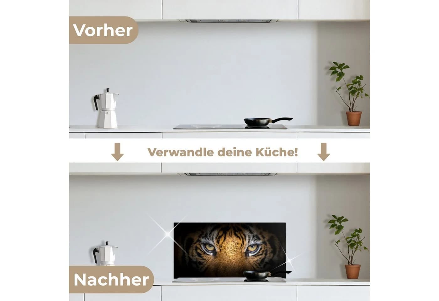 KitchenYeah Küchenrückwand selbstklebend Tiger Schwarz Glasoptik - Bild 4