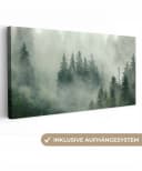 OneMillonCanvasses® Leinwandbild Panorama Wald Nebel 40x20 cm Bild 2