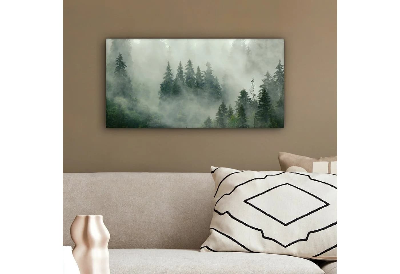 OneMillonCanvasses® Leinwandbild Panorama Wald Nebel 40x20 cm - Bild 4