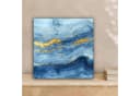 OneMillionCanvasses® Leinwandbild Aquarell Blau Gold Modern Bild 1