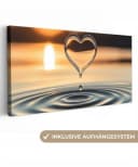 OneMillionCanvasses® Leinwandbild Panorama Herz Wasser Sonnenuntergang Bild 2