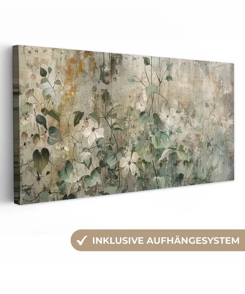 OneMillionCanvasses® Leinwandbild Panorama Blumen Grau 40x20 cm - Bild 2