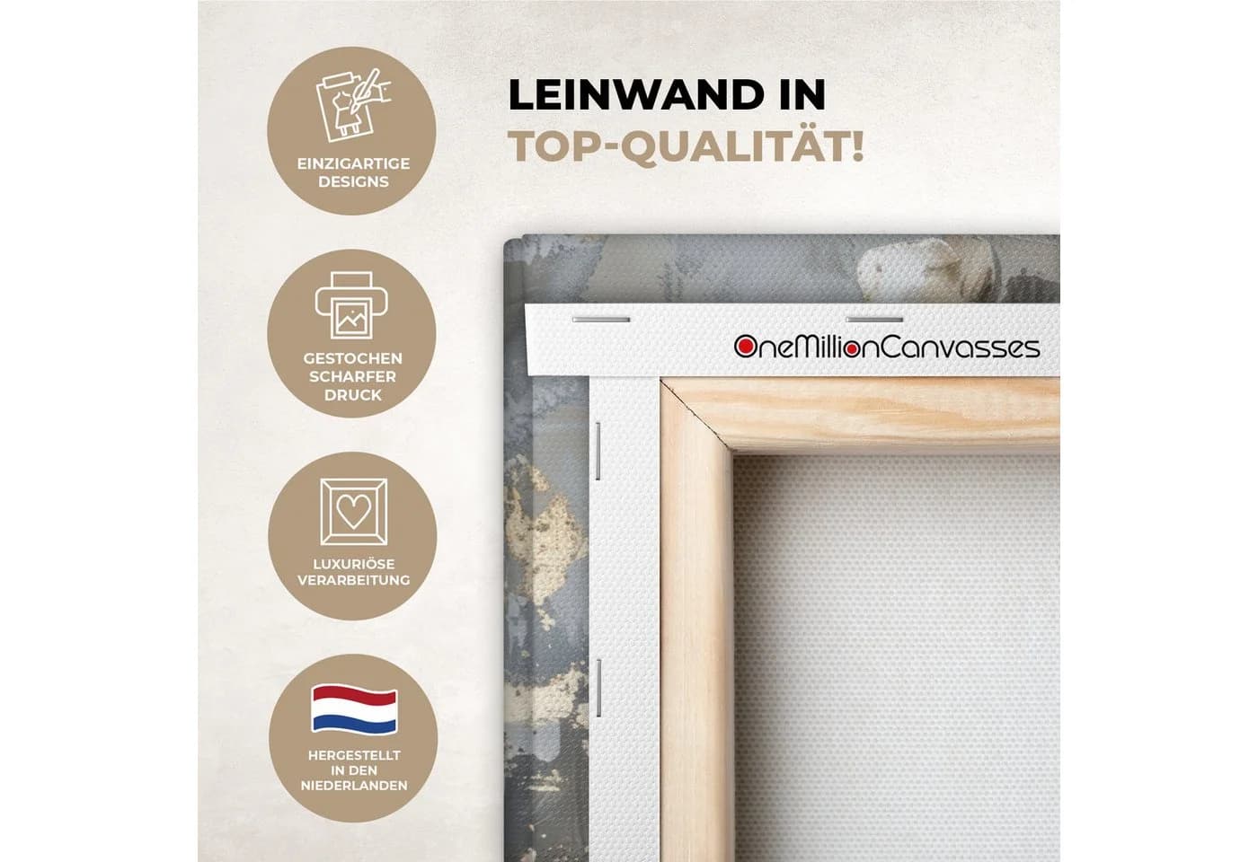 OneMillionCanvasses® Leinwandbild Panorama Blumen Weiß-Grau-Gold Fotodruck - Bild 3