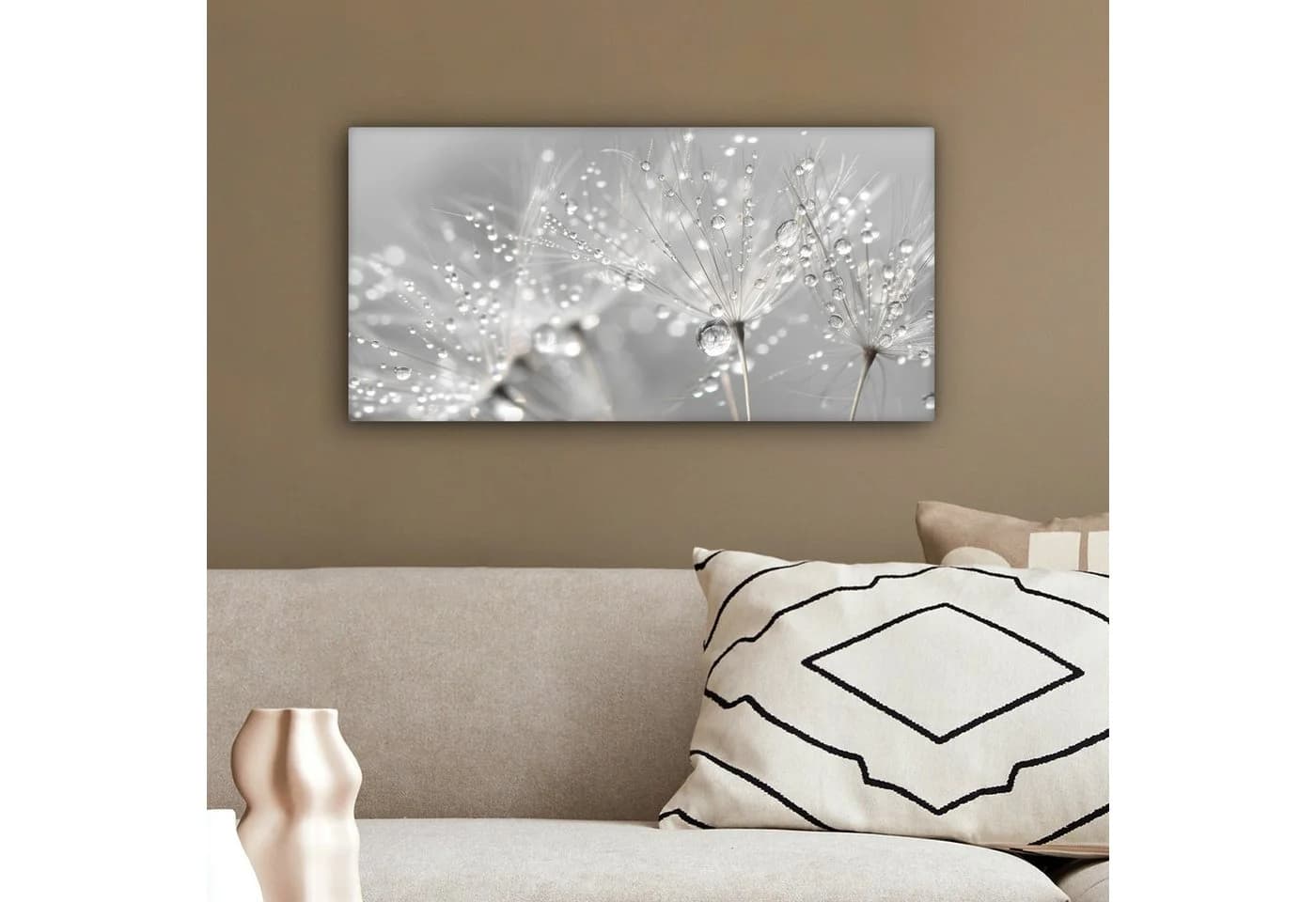 OneMillionCanvasses® Leinwandbild Panorama Löwenzahn - Wassertropfen - Stilleben - Bild 4