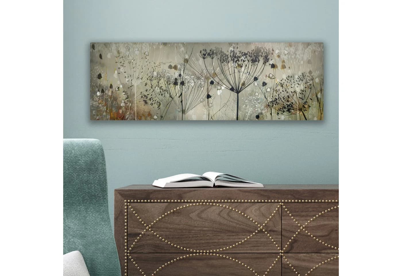 OneMillionCanvasses® Leinwandbild Panorama Blumen Grau Natur Kunst Fotodruck Wandbild - Bild 5