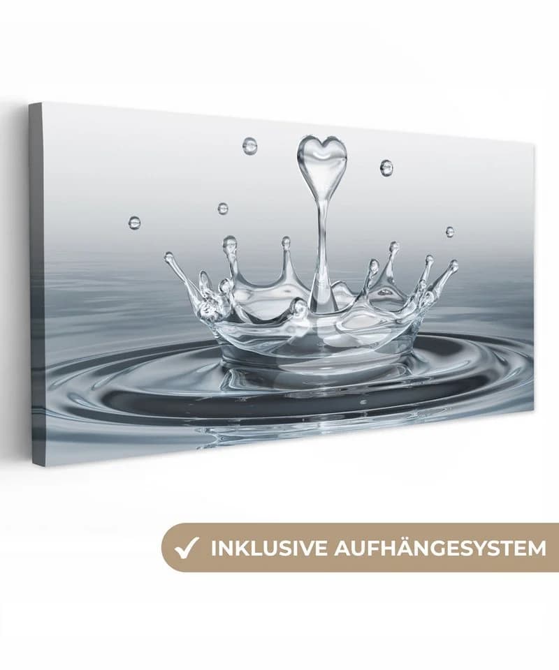OneMillionCanvasses® Leinwandbild Panorama Abstrakt Wasser Herz - Bild 2