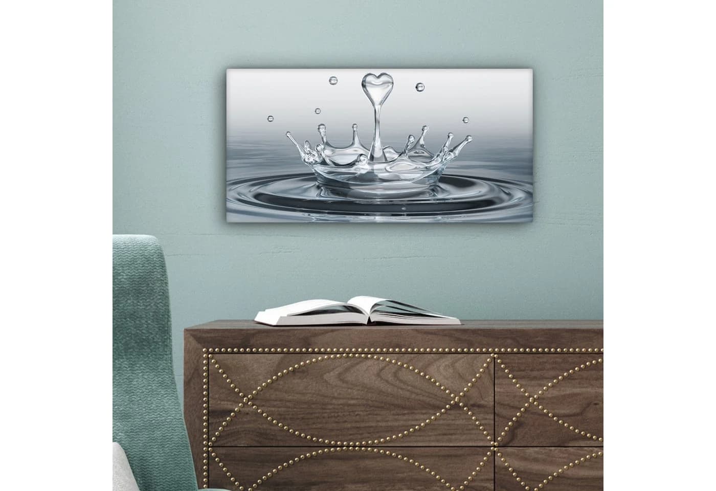 OneMillionCanvasses® Leinwandbild Panorama Abstrakt Wasser Herz - Bild 5