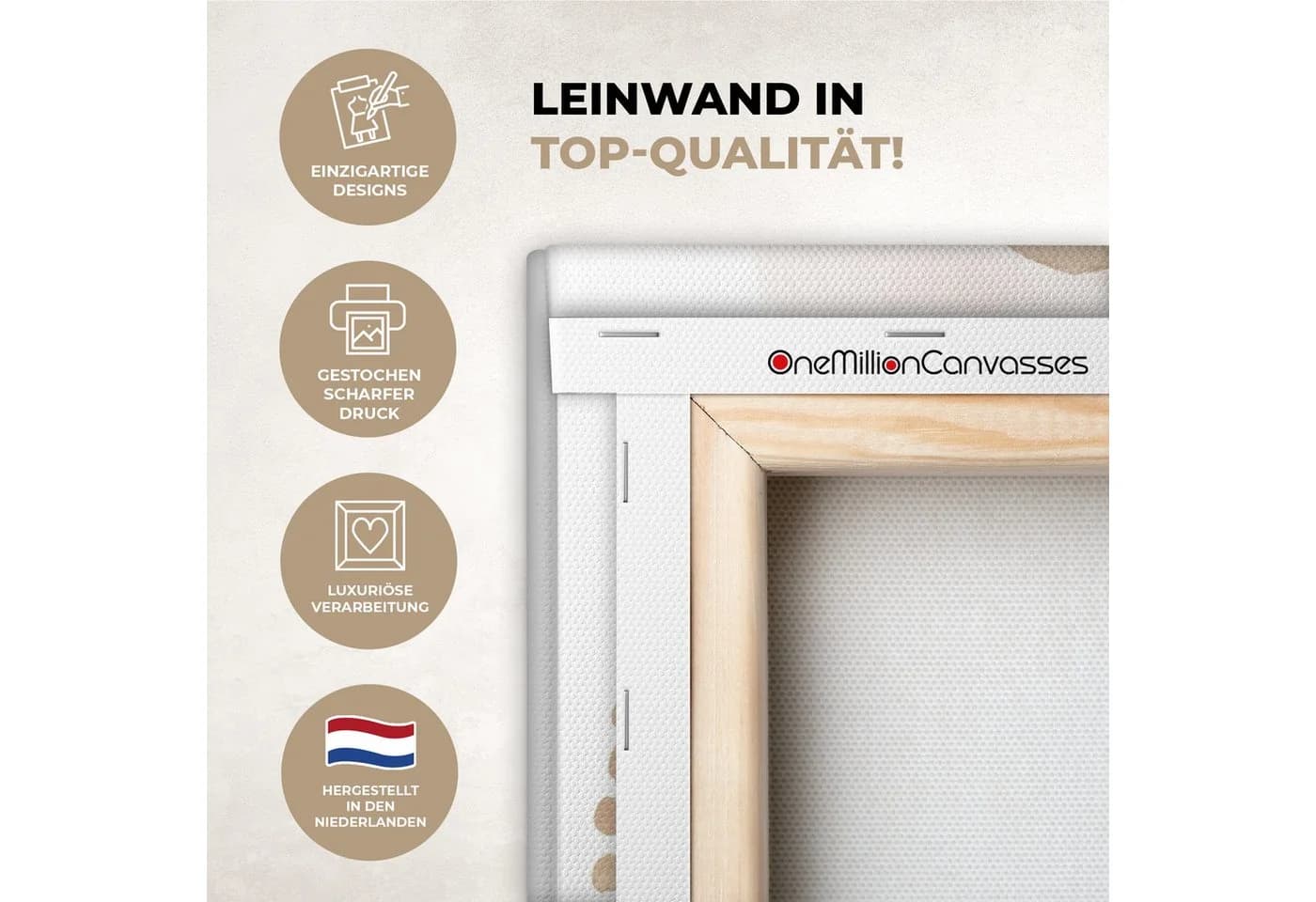 OneMillionCanvasses® Leinwandbild Abstrakt Beige Modern - Bild 3
