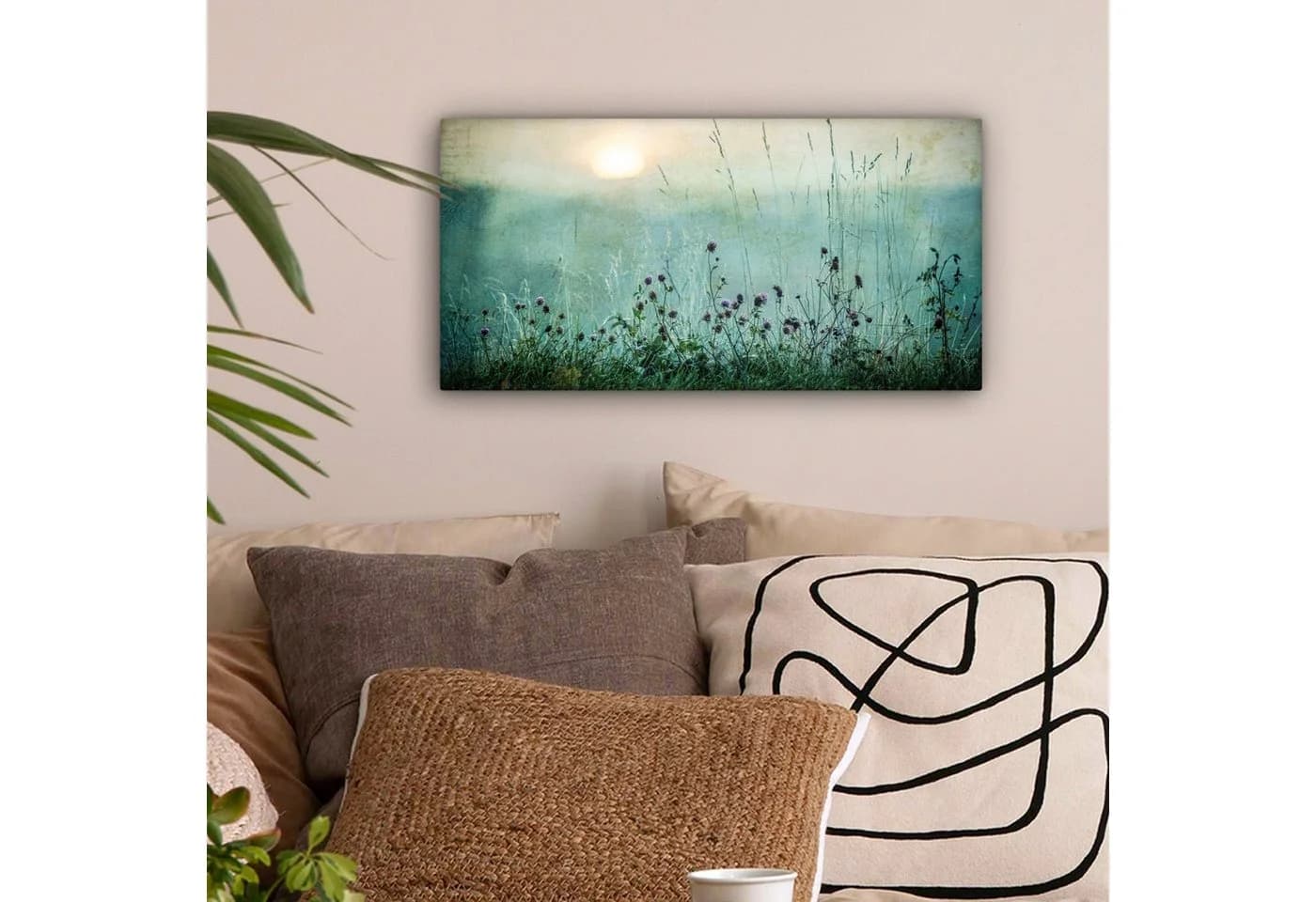 OneMillionCanvasses® Leinwandbild Panorama Natur Vintage Blumen 40x20 cm