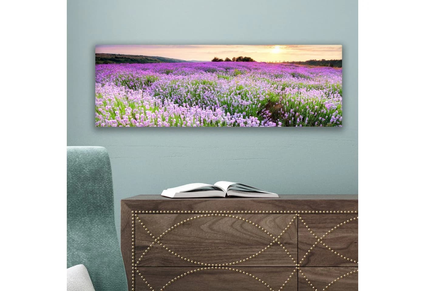 OneMillionCanvasses® Leinwandbild Panorama Lavendel Blumen Sonnenuntergang - Bild 5