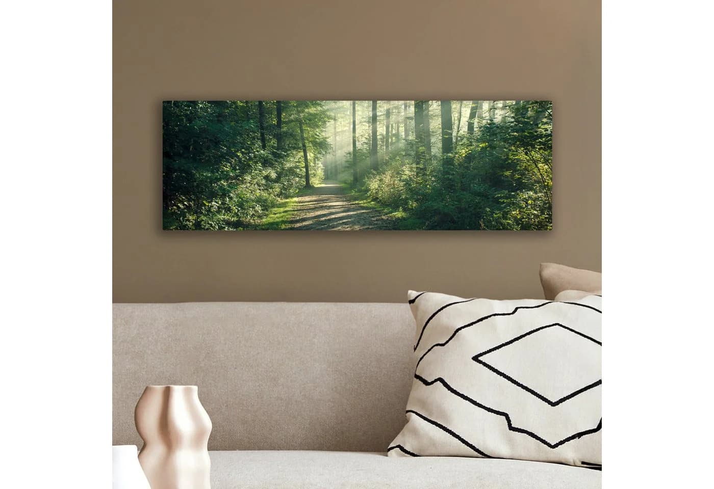 OneMillionCanvasses® Leinwandbild Panorama Wald - Weg - Sonne - Bäume - Grün - Natur - Bild 4