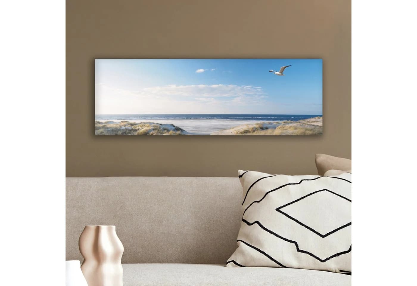 OneMillionCanvasses® Leinwandbild Panorama Strand Möwe 60x20 cm - Bild 4
