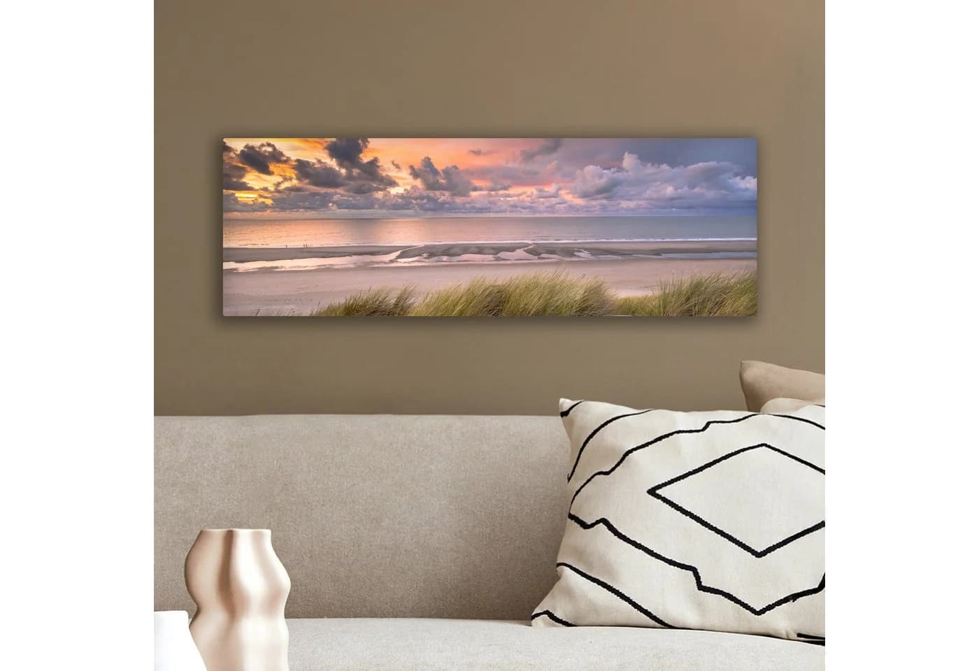 OneMillionCanvasses® Leinwandbild Panorama Strand Sonnenuntergang 60x20 cm - Bild 4
