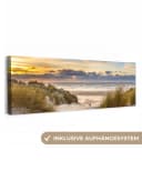 OneMillionCanvasses® Leinwandbild Panorama Strand - Düne - Gras - Sonnenuntergang - Meer Bild 2