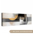 OneMillionCanvasses® Leinwandbild Panorama Abstrakt Gold Silber Formen Bild 2