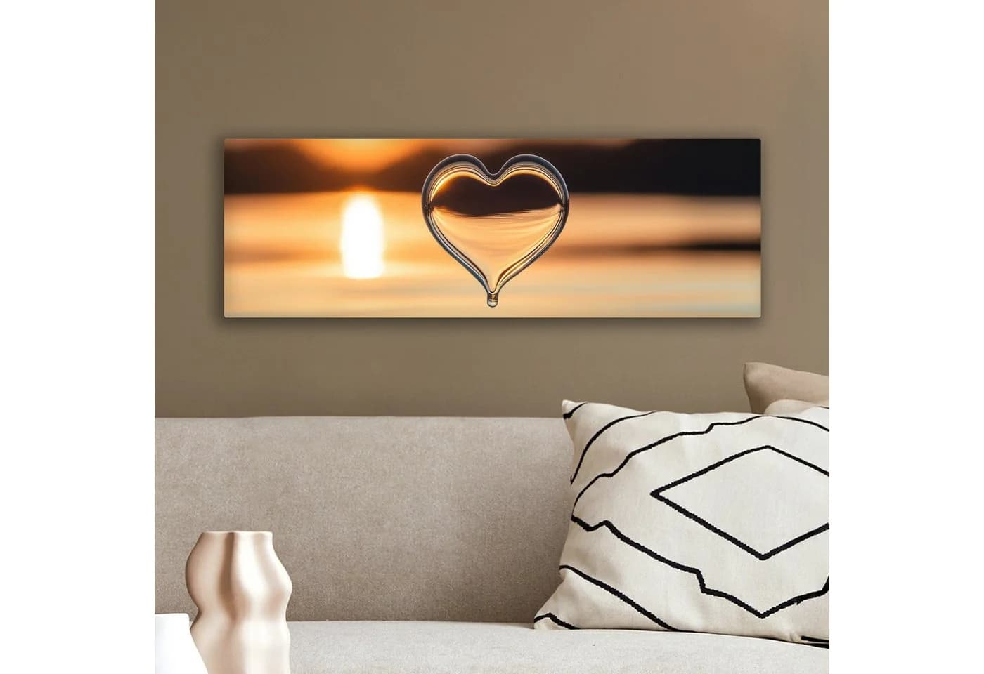 OneMillionCanvasses® Leinwandbild Panorama Herz - Wasser - Sonnenuntergang - Natur - Zen - Bild 4