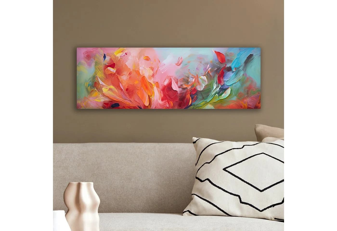 OneMillionCanvasses® Leinwandbild Panorama Ölfarbenoptik Abstrakt Farbenfroh Fotodruck 60x20 cm - Bild 4