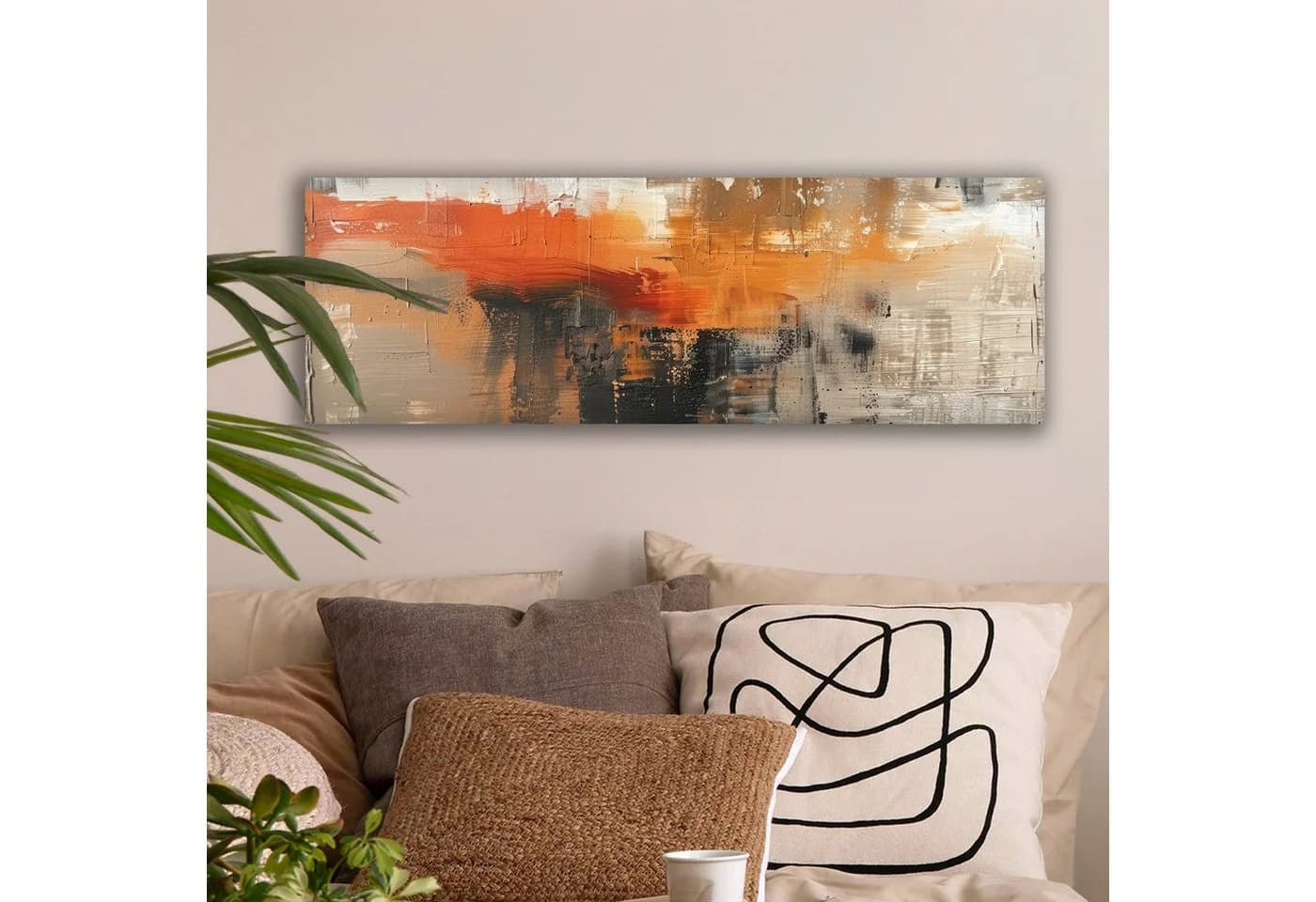 OneMillionCanvasses® Leinwandbild Abstrakt Grau Braun Orange Modern