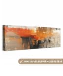 OneMillionCanvasses® Leinwandbild Abstrakt Grau Braun Orange Modern Bild 2
