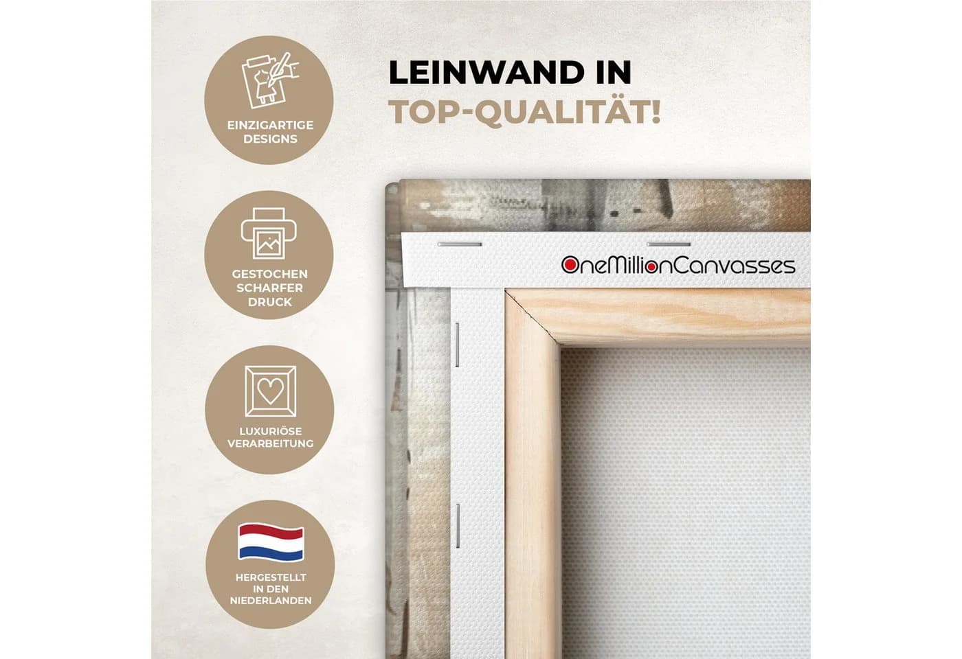 OneMillionCanvasses® Leinwandbild Abstrakt Grau Braun Orange Modern - Bild 3