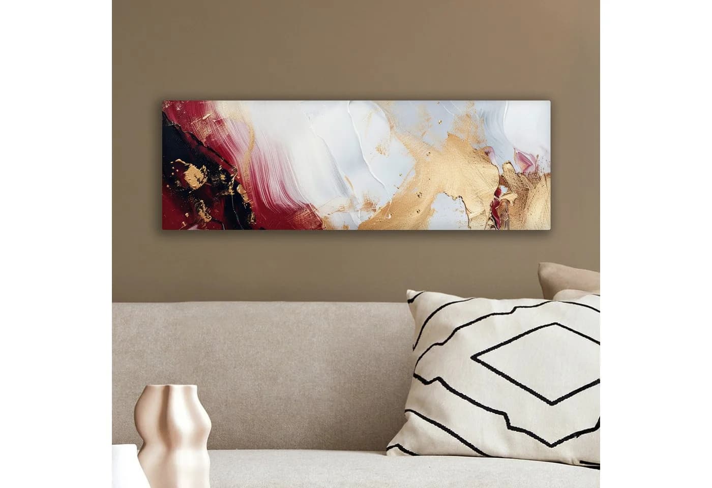 OneMillionCanvasses® Leinwandbild Panorama Rot - Abstrakt - Gold - Bild 4
