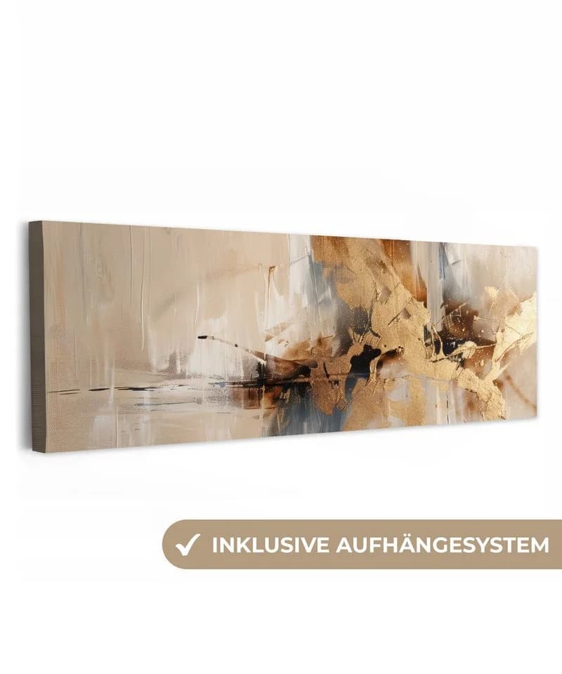 OneMillionCanvasses® Leinwandbild Panorama Modern Braun Beige Abstrakt Fotodruck Wandbild - Bild 2