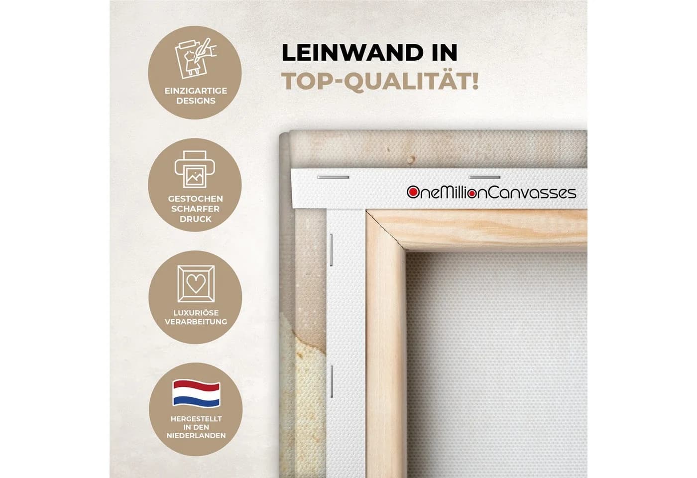 OneMillionCanvasses® Leinwandbild Panorama Modern Braun Beige Abstrakt Fotodruck Wandbild - Bild 3