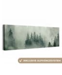 OneMillionCanvasses® Leinwandbild Panorama Wald - Nebel - Bäume - Natur Bild 2