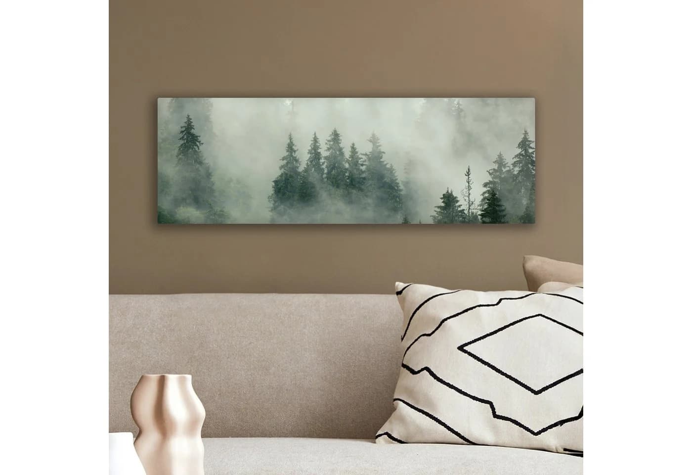 OneMillionCanvasses® Leinwandbild Panorama Wald - Nebel - Bäume - Natur - Bild 4